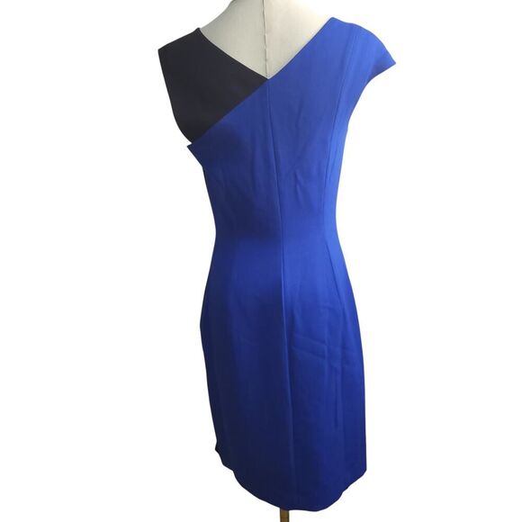 Jay Godfrey Size 2 Blue Black Color Block Bodycon Dress Sleeveless Wool Blend - Picture 4 of 11